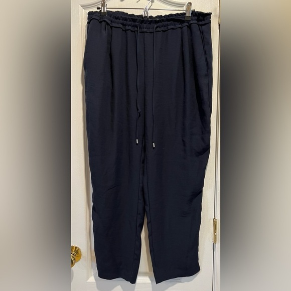 Zara basic collection size XL navy polyester, elastic waistband drawstring pants - Picture 1 of 4